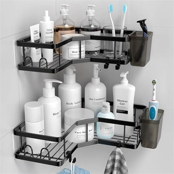 Corner Shower Caddy, 2 Pack Adhesive Shower Corner Organizer Shelves - Picture 7 of 7